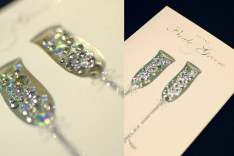 Bride and Groom Greeting Card: Embossed Foil, Gems and Glitter for Papyrus